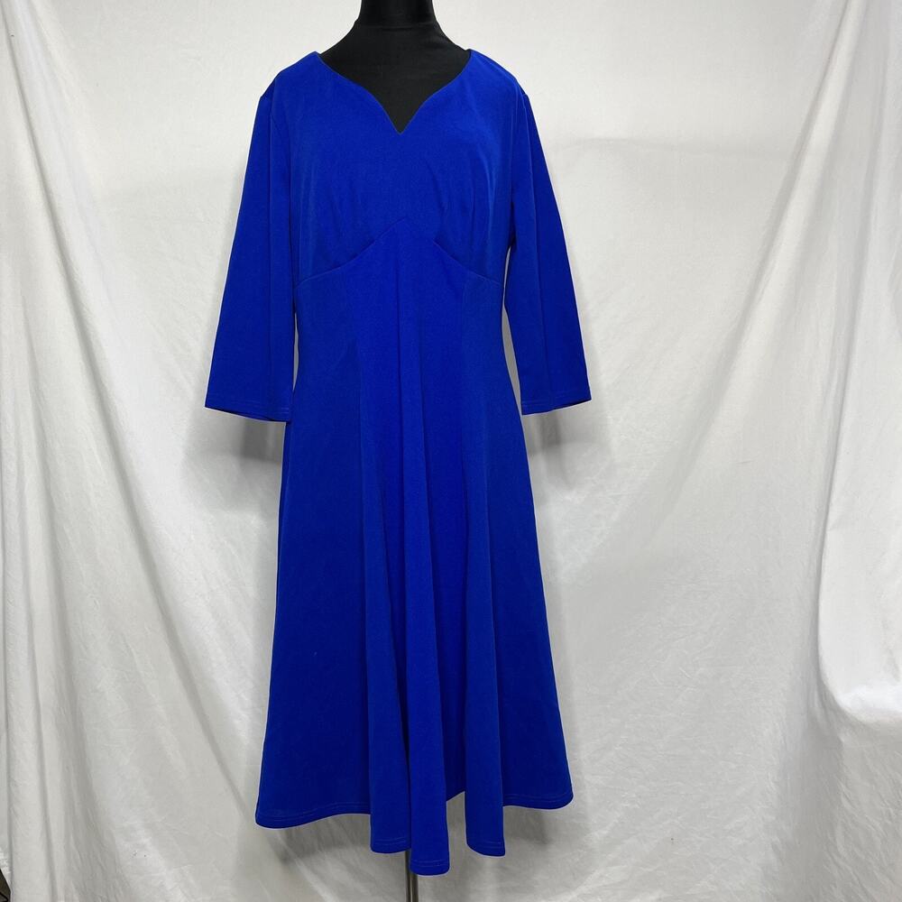 Dress Tells Womens A Line Dress Blue Jewel Neck Back Zip Size L Monica Lewinsky
